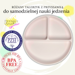 Talerzyk trójdzielny sylikonowy dla niemowlaka. Produkt z atestem dla niemowląt do nauki jedzenia